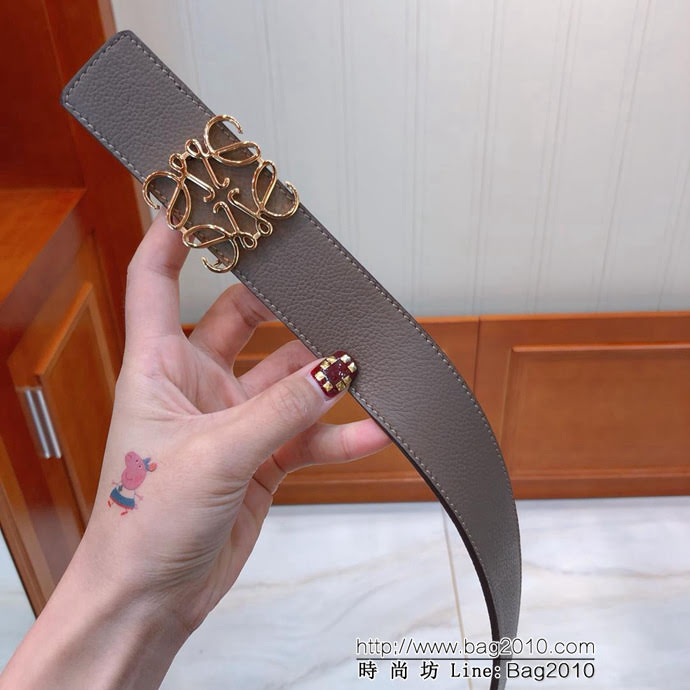 LOEWE羅意威 雙面可用皮帶 義大利雙面頭層荔枝紋腰帶 鋼Gancini扣飾 男士皮帶  xfp1102